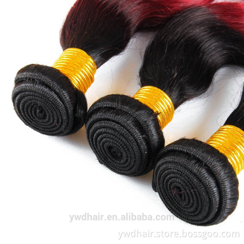 Ombre Brazilian Virgin Human Hair T1B/ 99J Color Ombre Hair Extensions Body Wave 3PCs 100% Human Hair